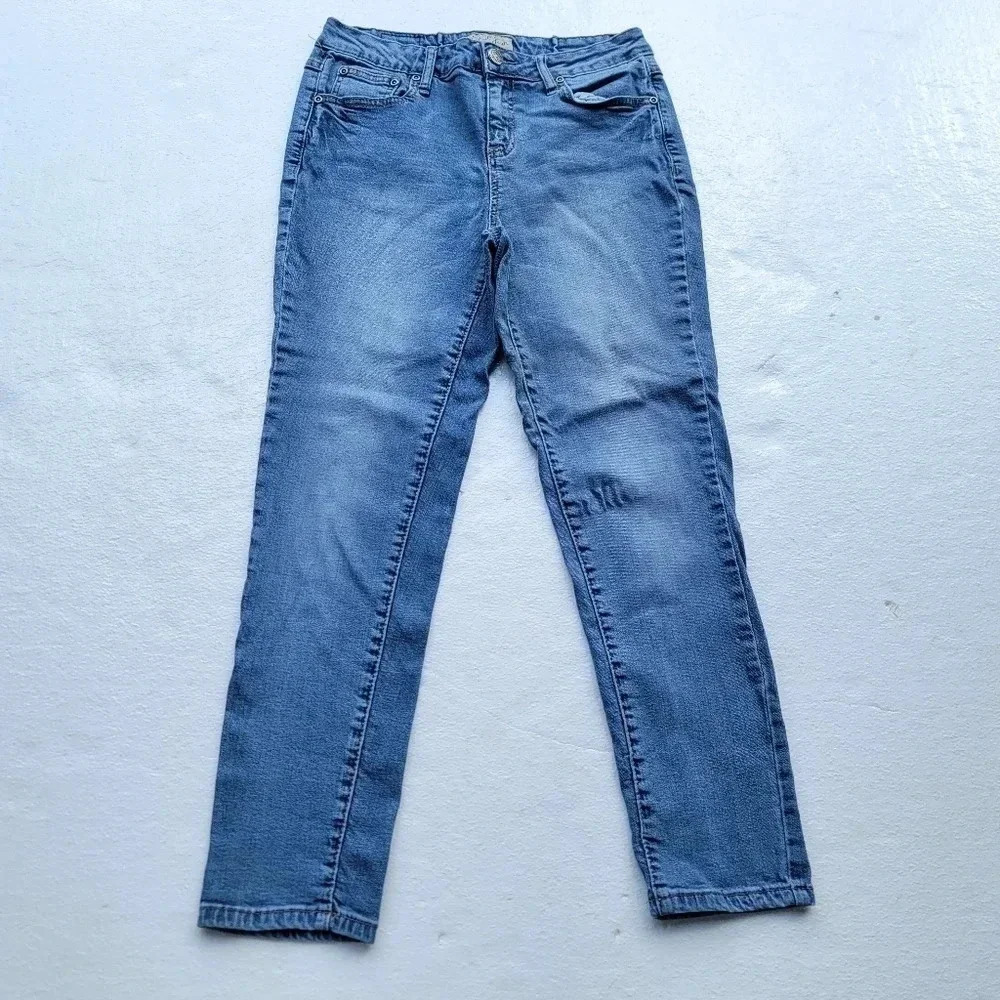 Earl Jean Blue Jeans Size 6 Womens Straight Stretch Mid Rise Medium Wash Denim